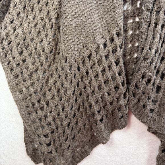 Soft Surroundings OS Sweater Cardigan Knit Shawl Wrap Poncho Boho Brown Cozy - Picture 3 of 7